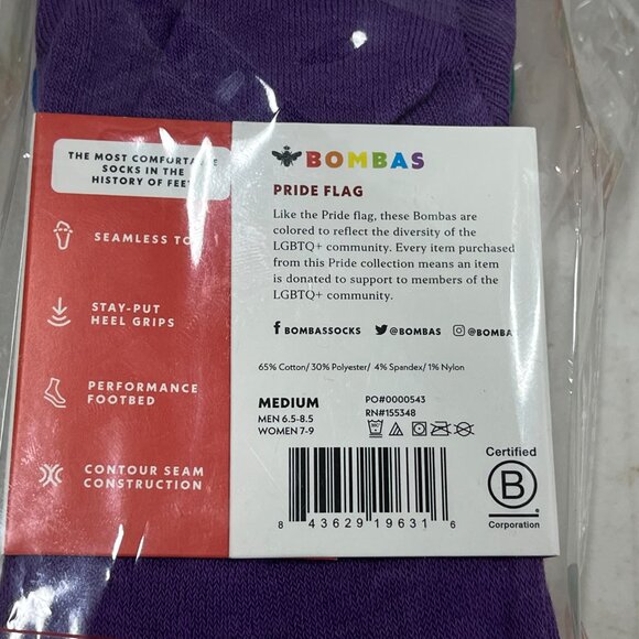 BOMBAS 6-Pack Rainbow 2021 Pride Collection Medium Unisex No-Show Socks NWT - Picture 5 of 5